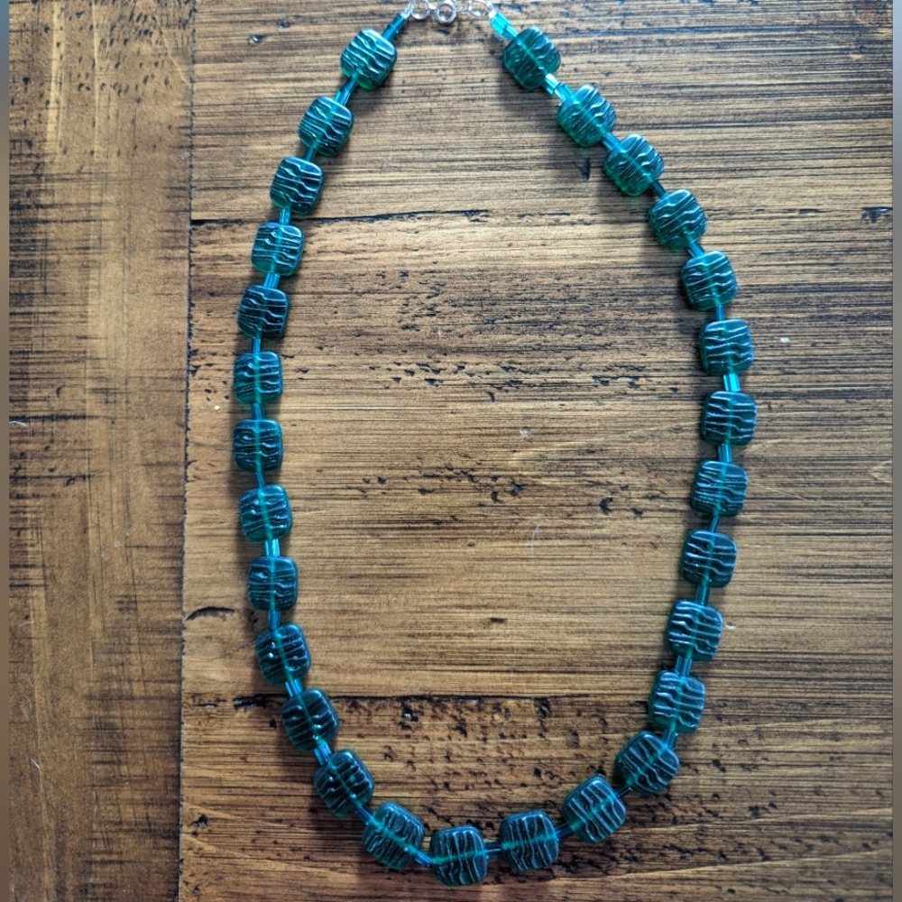 Green Square Bead Necklace